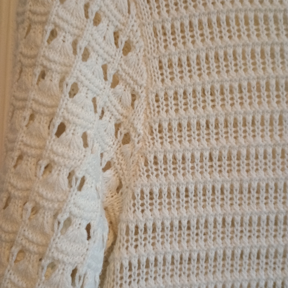 DKNY 100% Cotton Open Weave Cardigan Sz S Long Boho Layering Coastal Grandma‎ - Picture 10 of 12